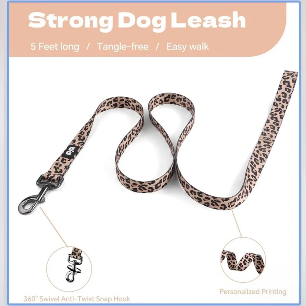 NWT Stylish Khaki & Black Leopard Print Dog Leash